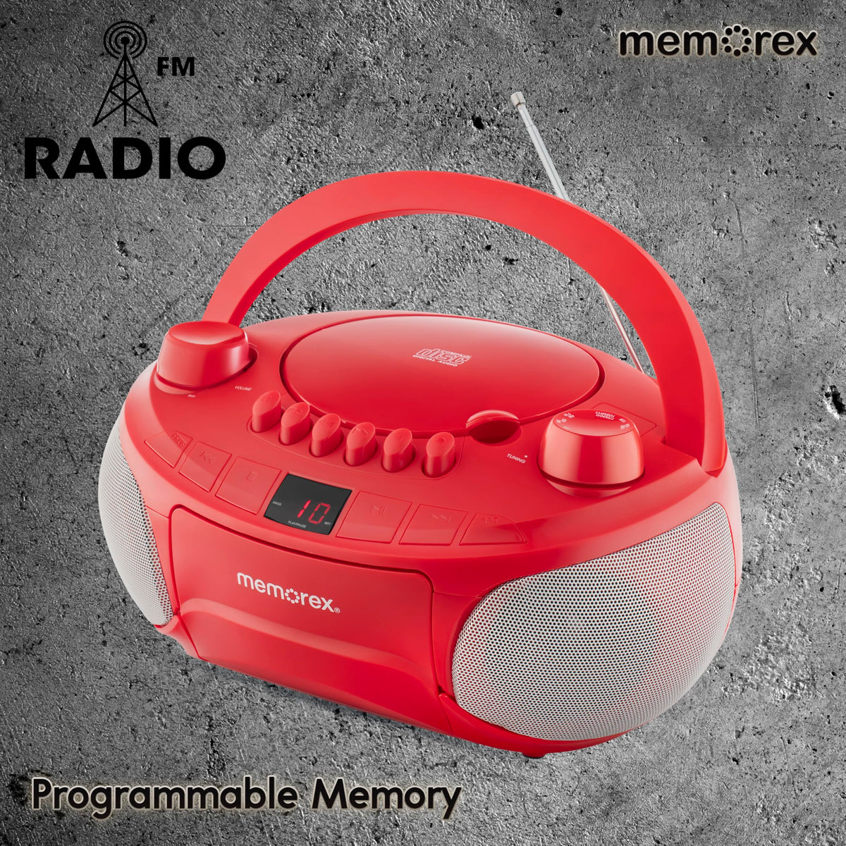 Memorex aux input and back panel showing connectivity for external devices