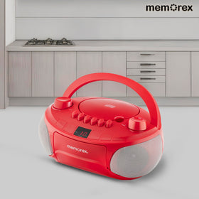 Memorex foldable handle transport demonstrating portable design advantage