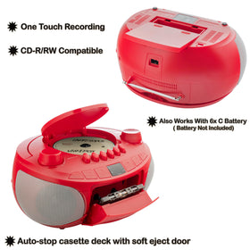 Memorex red LED display and controls for quick track navigation benefit