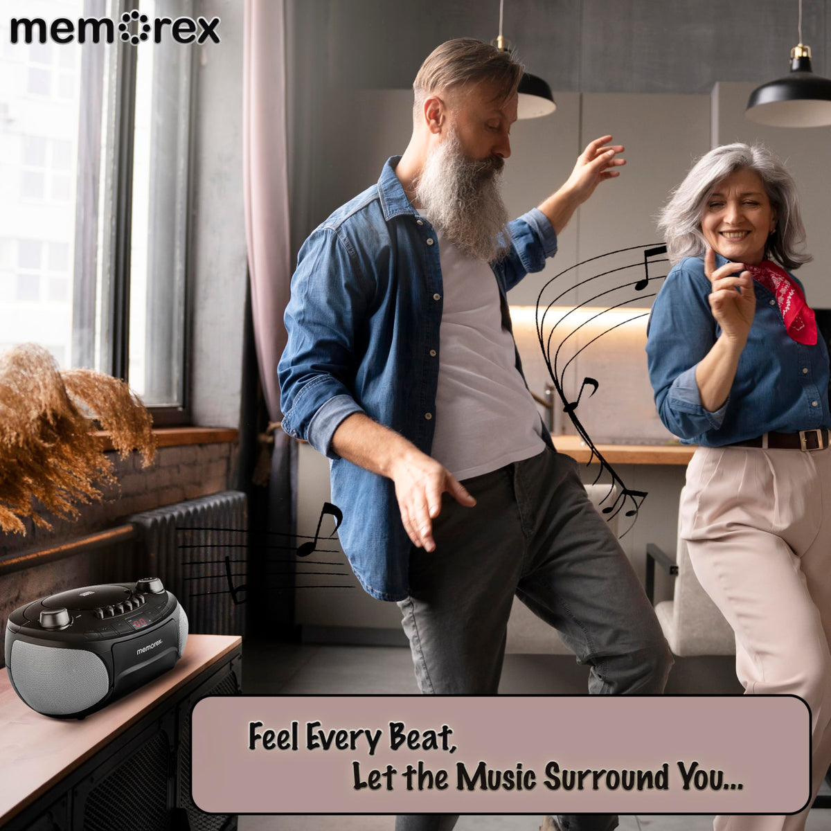 Memorex at a picnic showing portable sound and outdoor enjoyment