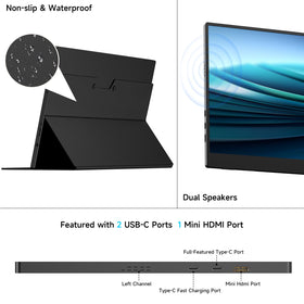 Memzuoix 15-inch portable monitor portrait mode ideal for coding and reading.