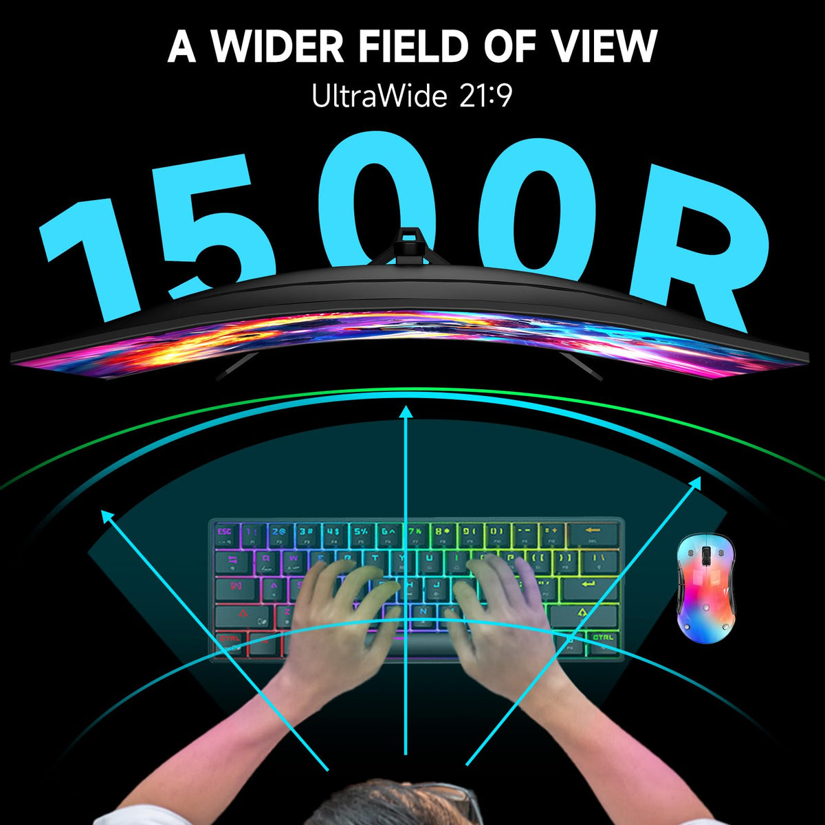 Memzuoix Monitor Gaming desk setup demonstrates comfortable viewing posture