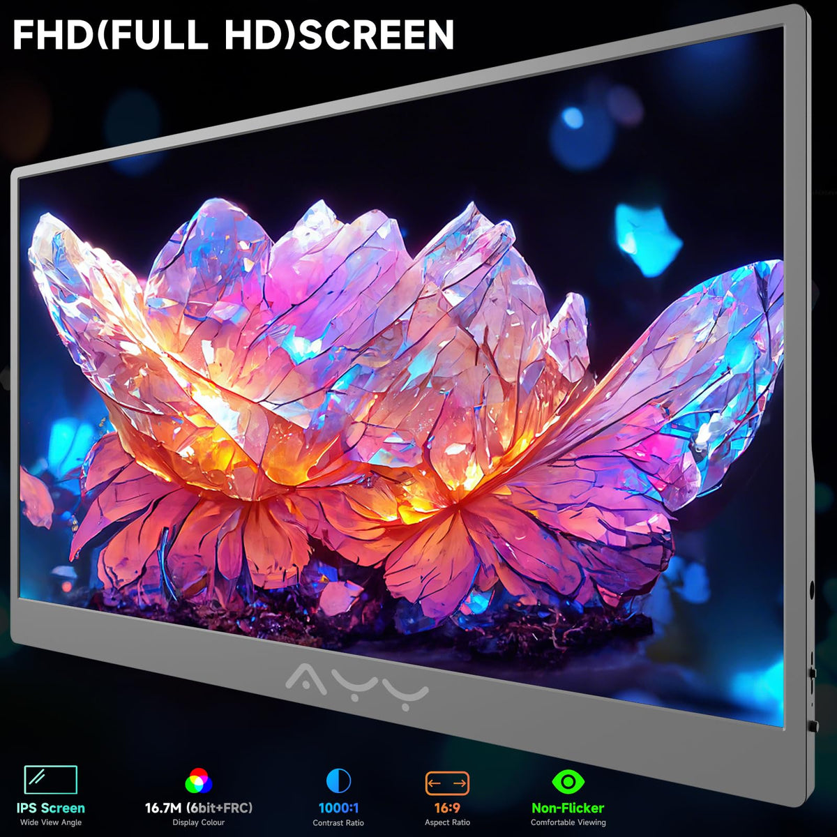 Memzuoix portable monitor with USB-C and HDMI for versatile connectivity.