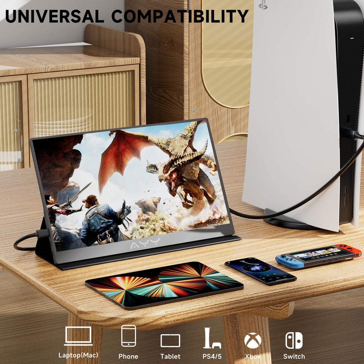Memzuoix VESA mount compatible for flexible desk setups.