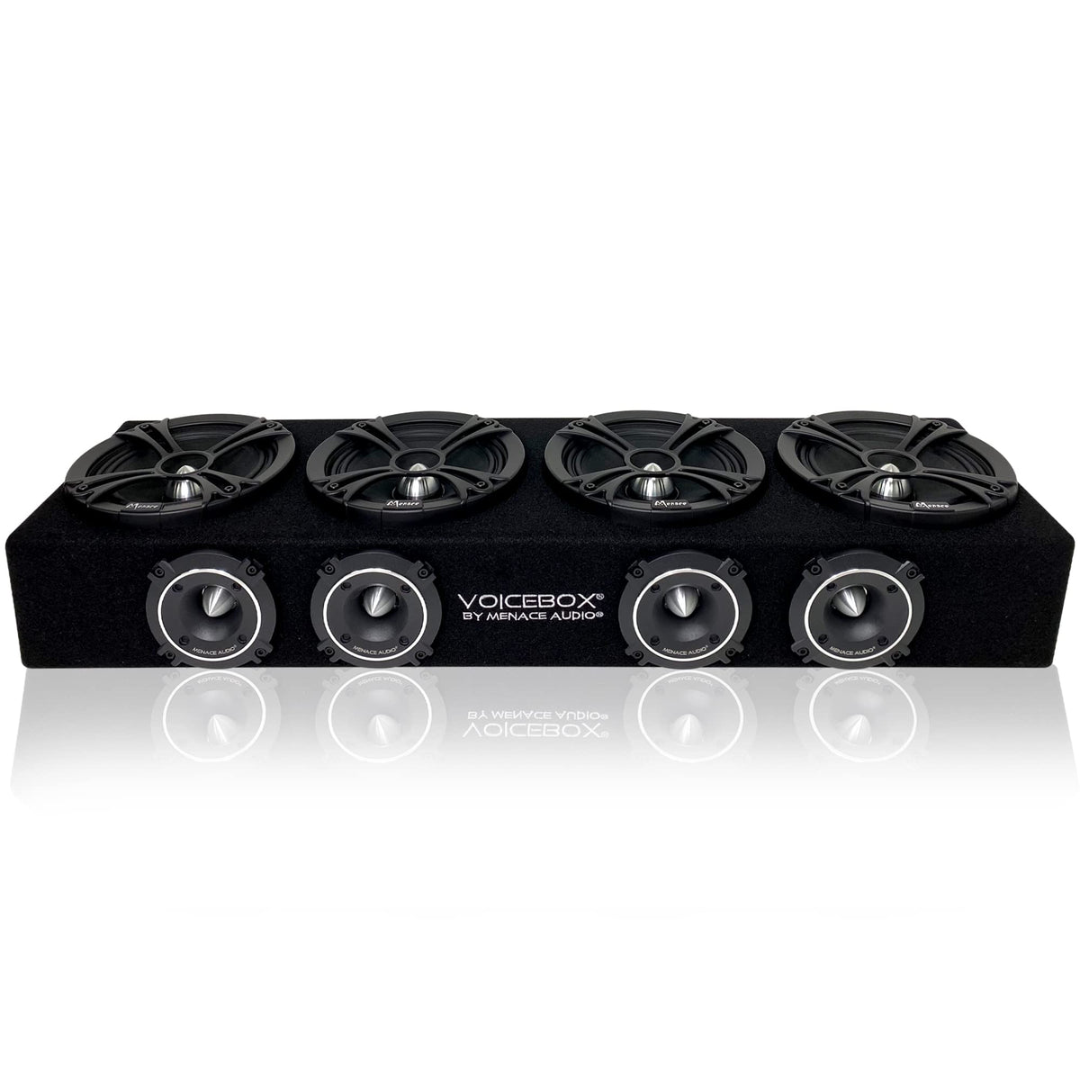 MENACE AUDIO VOICEBOX MA-VB6525-4S midrange enclosure in silver for versatile car installs