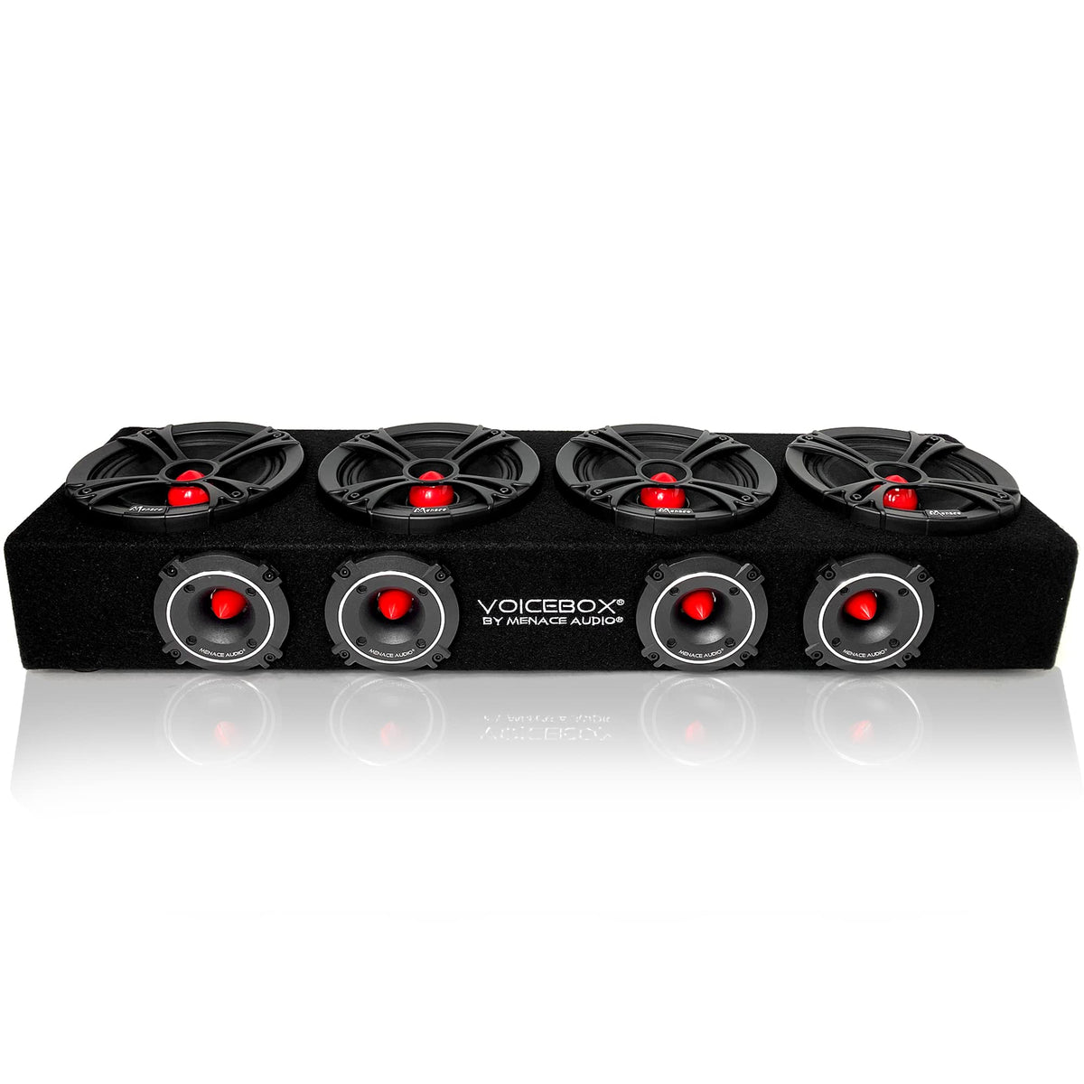 MENACE AUDIO VoiceBox 4x6.5 red front view for high SPL midrange.
