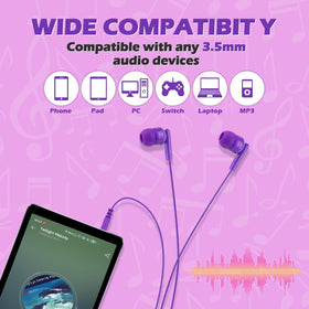 MENGLALA student wired earphones with 3.5mm plug for school devices.