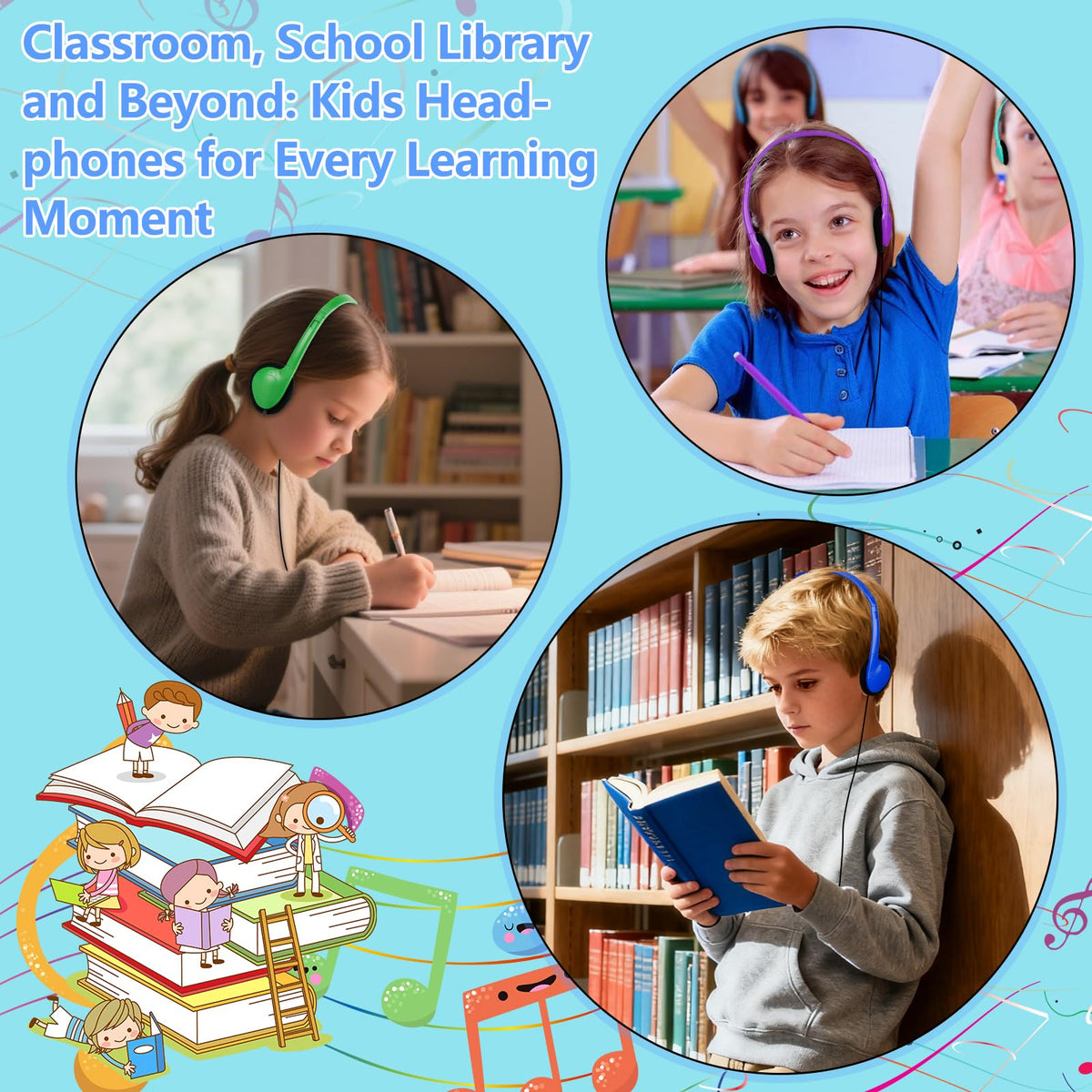 MENGLALA USB-C headphones durable 4 feet cable supports classroom movement.