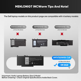 Menlonigt battery top label showing 7.6V 62Wh specs, verifies proper fit and safety