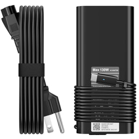 Menlonigt Dell 130W USB-C charger demonstrates GaN fast charging for quick laptop power.