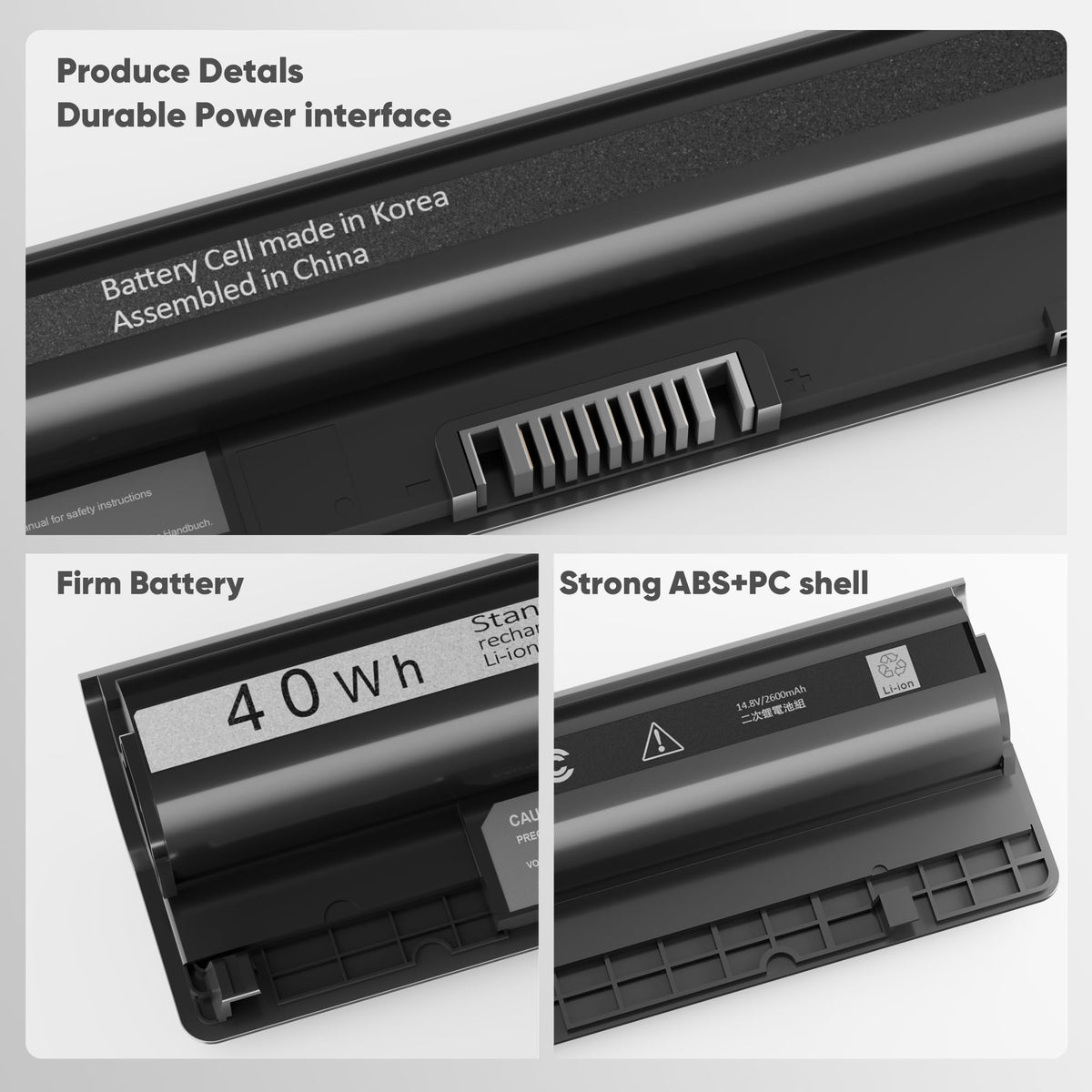 Connectors side view illustrating precise fit for Dell Inspiron models
