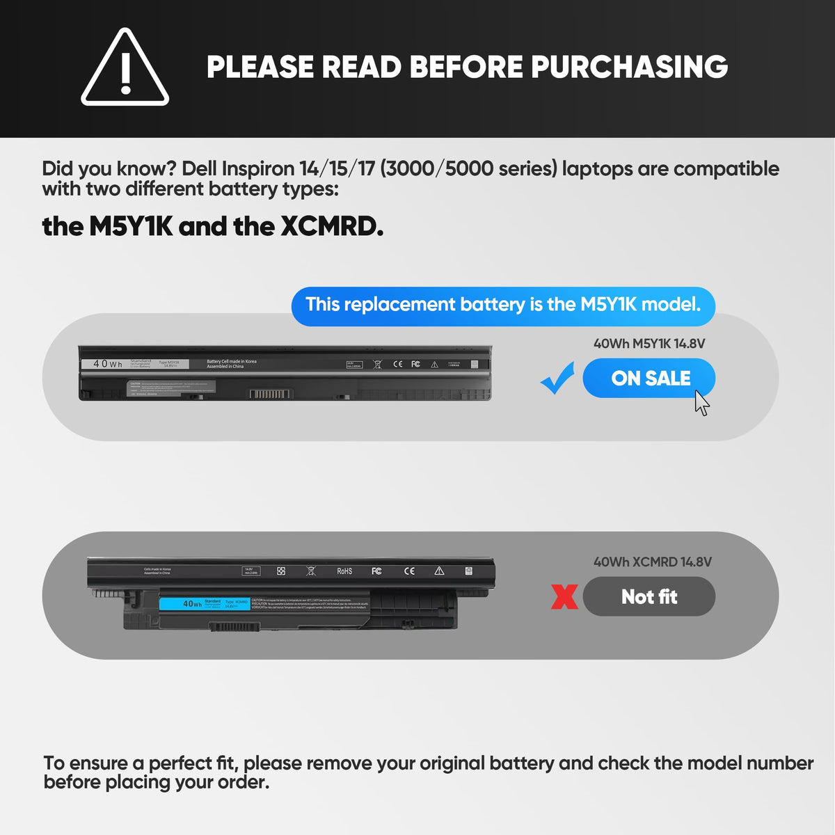 Menlonigt battery label and packaging showcasing model compatibility for easy identification