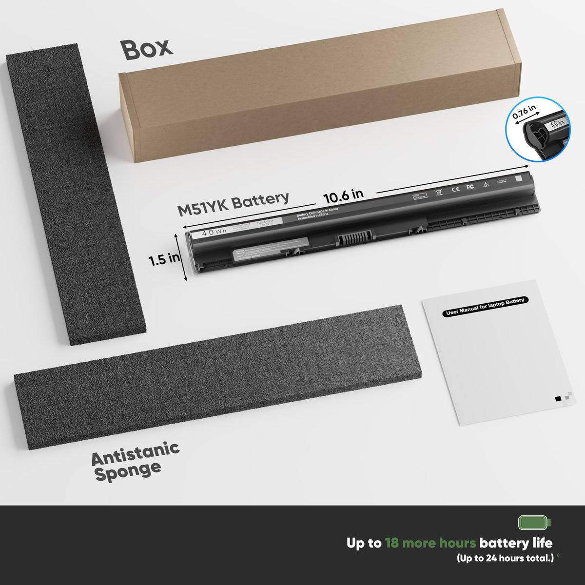 Warranty card and support contact indicating 12-month coverage