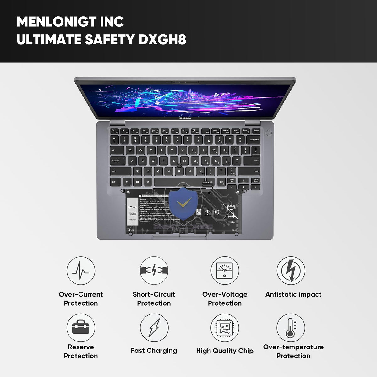 Menlonigt DXGH8 installed in a Dell XPS 13 showing direct fit and restored power