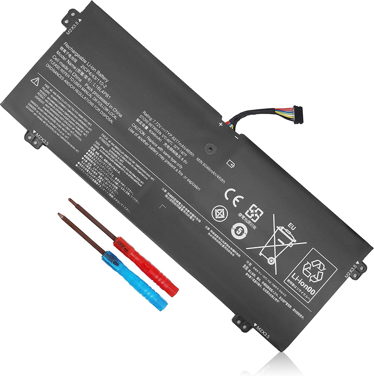Menlonigt front view of replacement battery showing fit for Lenovo Yoga, restores runtime