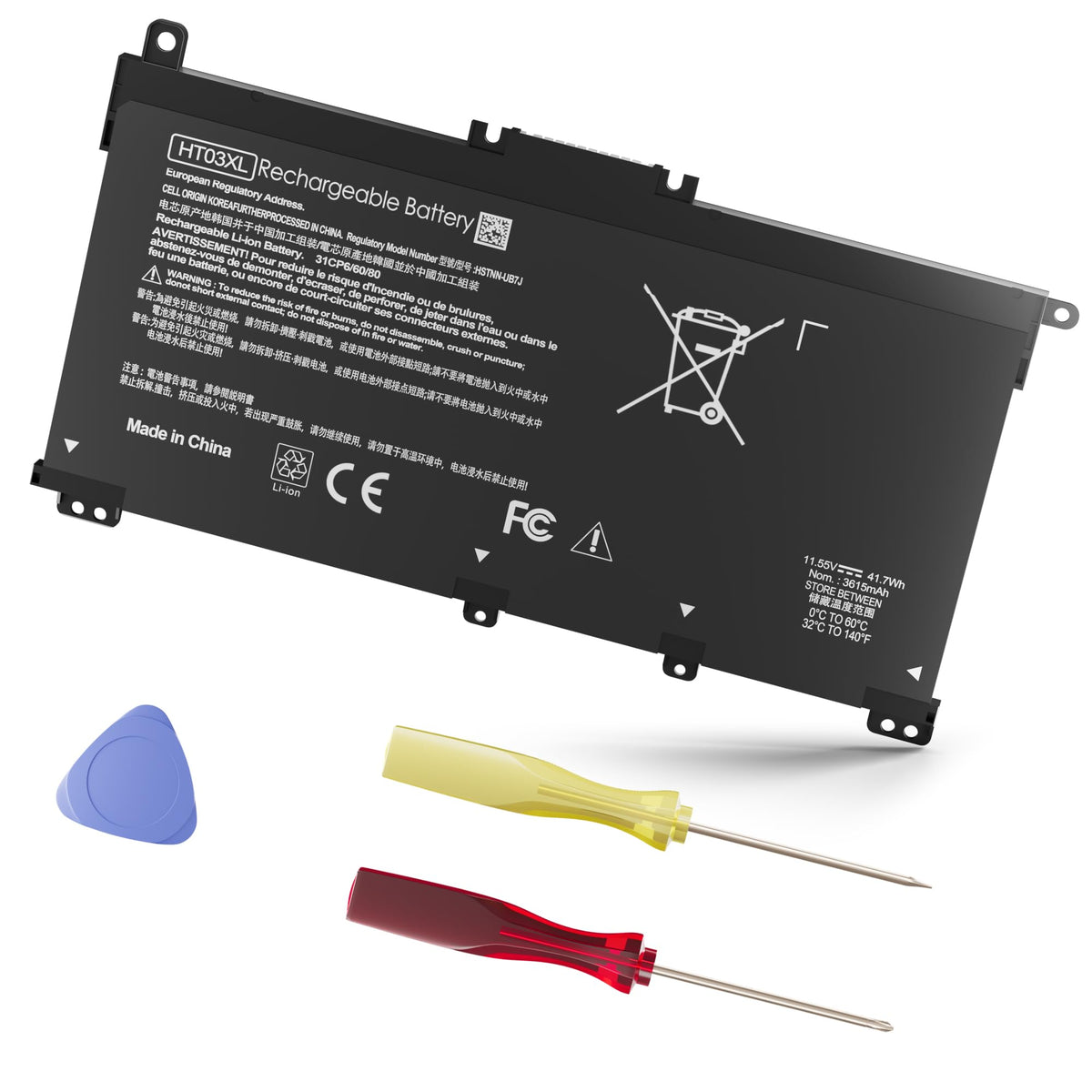 Menlonigt HT03XL front view showing battery shape and compatibility benefit