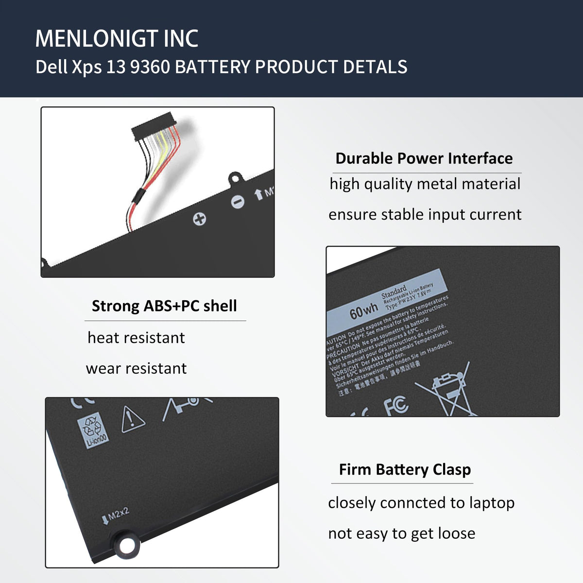 Menlonigt PW23Y icons showing overcharge and temperature protections for user safety