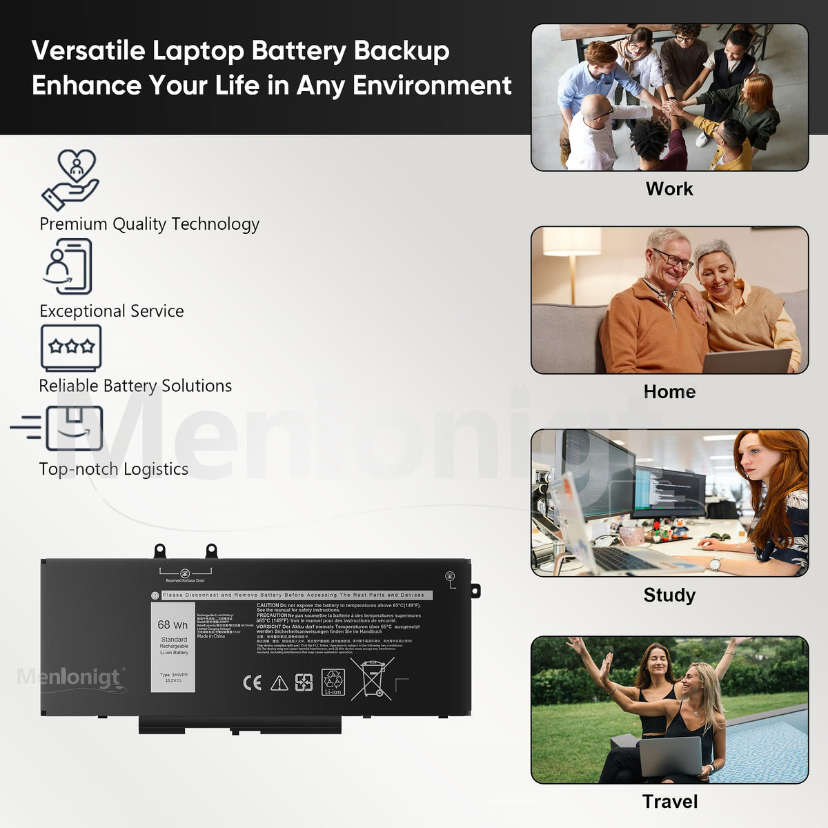 Menlonigt battery next to ruler showing compact size and portability benefits