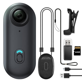 Meoilkolnm front view showing compact camera and lens, easy portability