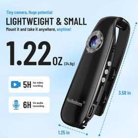 Meoilkolnm mini body camera captures 1080p video for cycling and adventures.