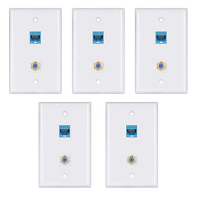 MEOU ethernet wall plate with gold-plated Cat6 port enables tidy network connections.