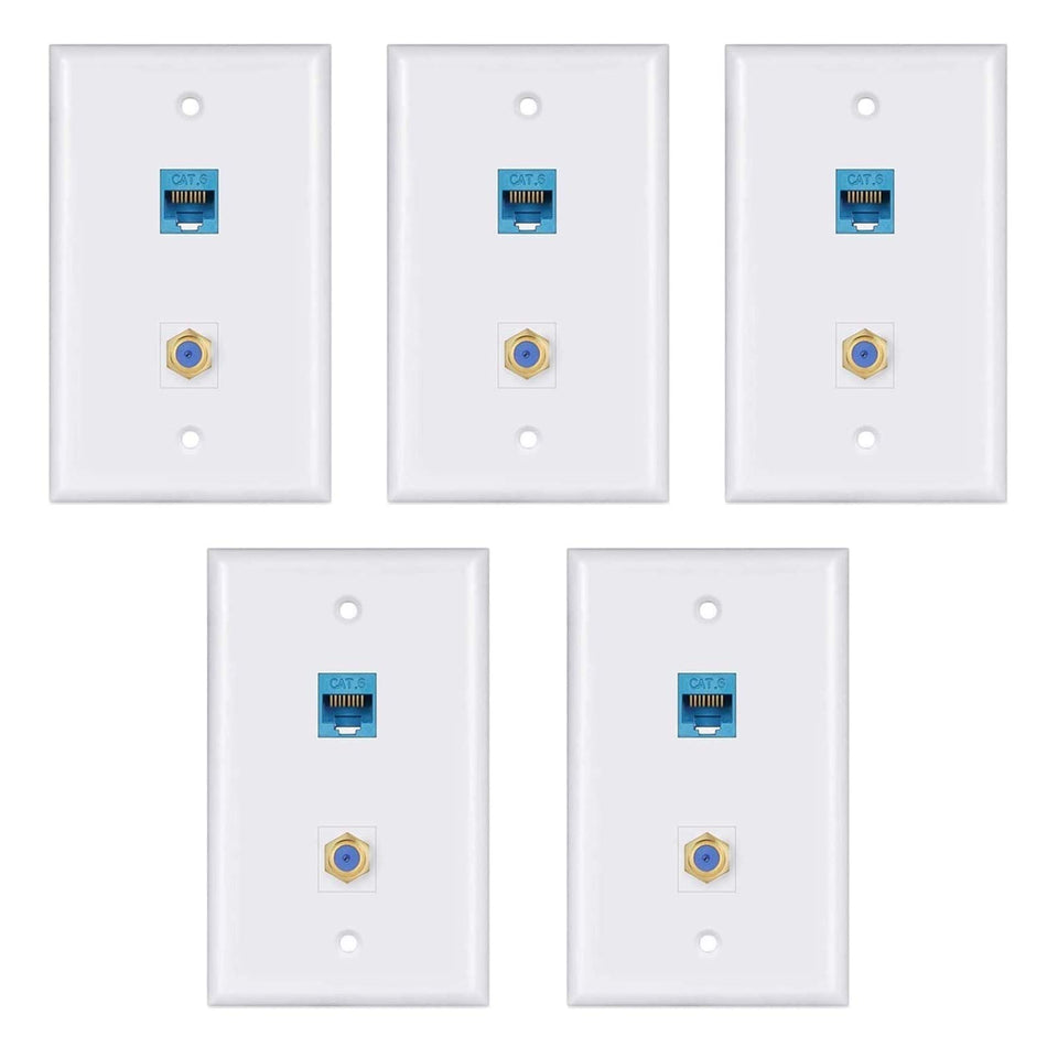 MEOU ethernet wall plate with gold-plated Cat6 port enables tidy network connections.
