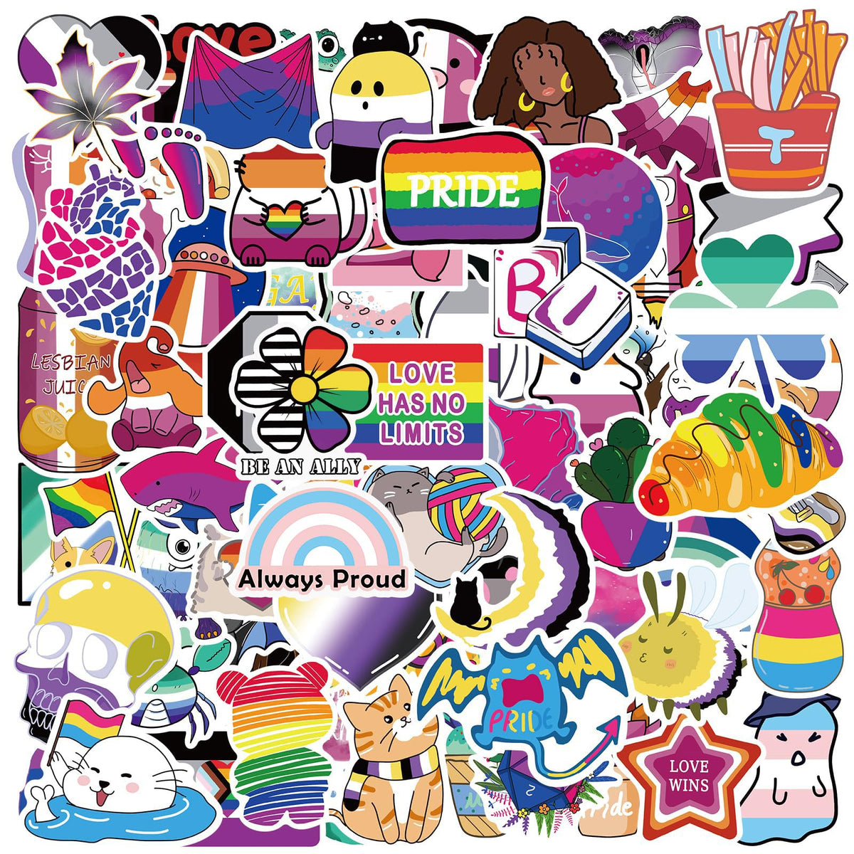 MEPLUM Pride stickers 300-pack displayed on a laptop for personal expression.