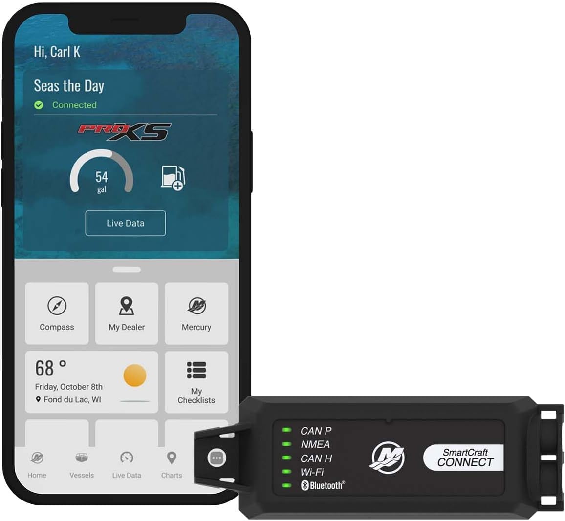 Mercury SmartCraft Connect under-cowl installation enables wireless engine data access