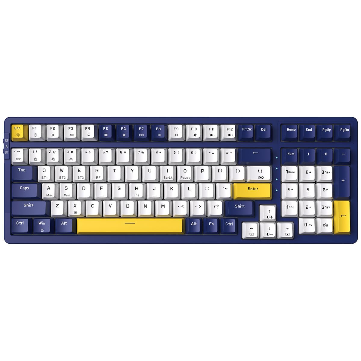 Merdia front view with ice-blue backlight showing compact layout and clear legends