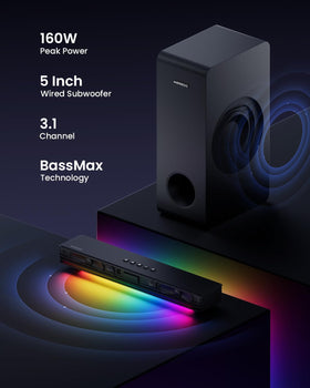 MEREDO G38 Bluetooth 5.3 streaming from smartphone to TV soundbar