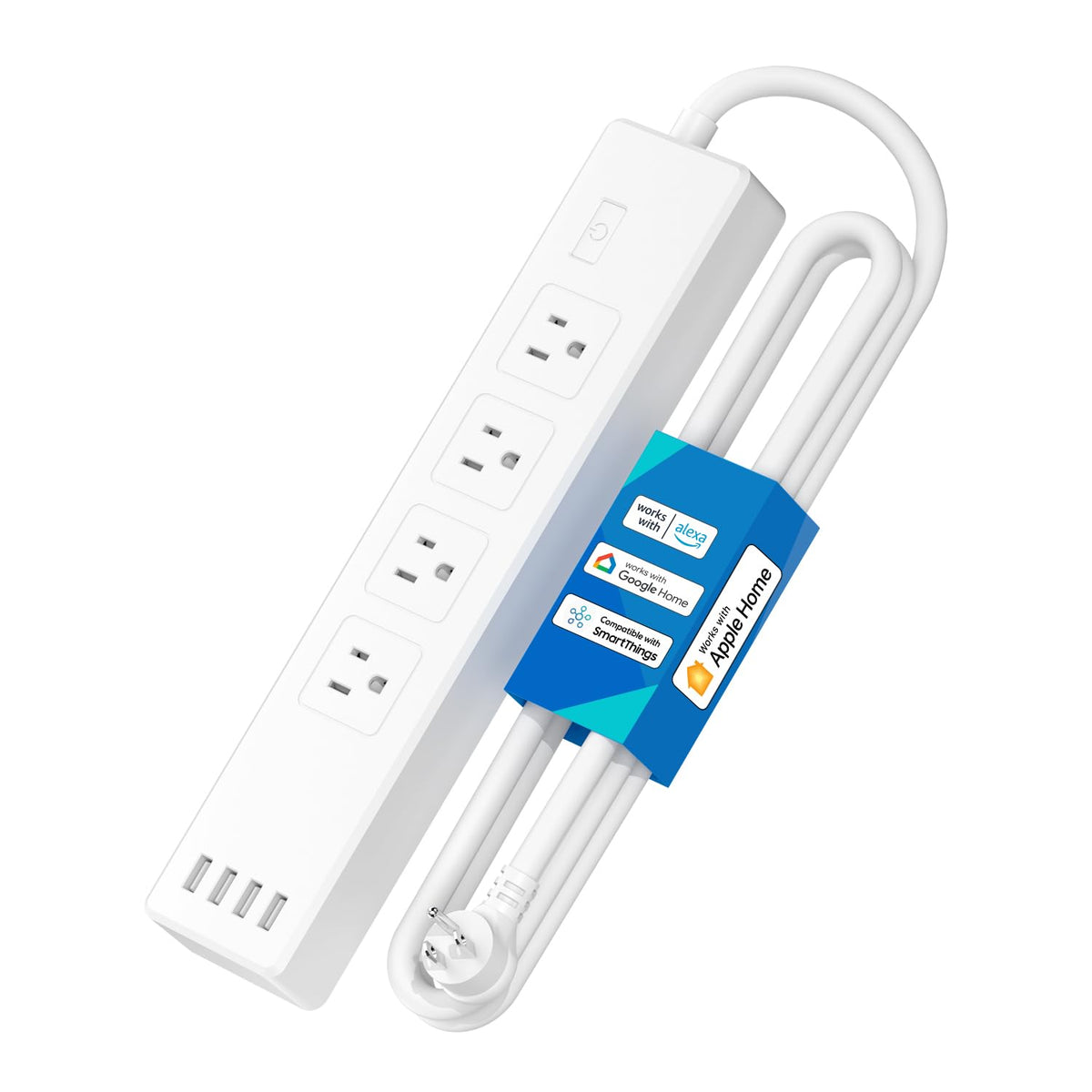 meross front view power strip showing outlets and USB for flexible charging