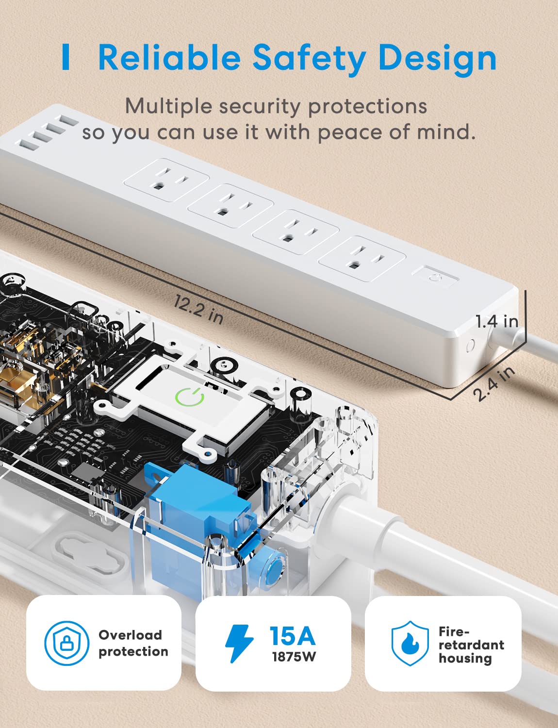 meross plugged entertainment center reducing clutter and protecting devices