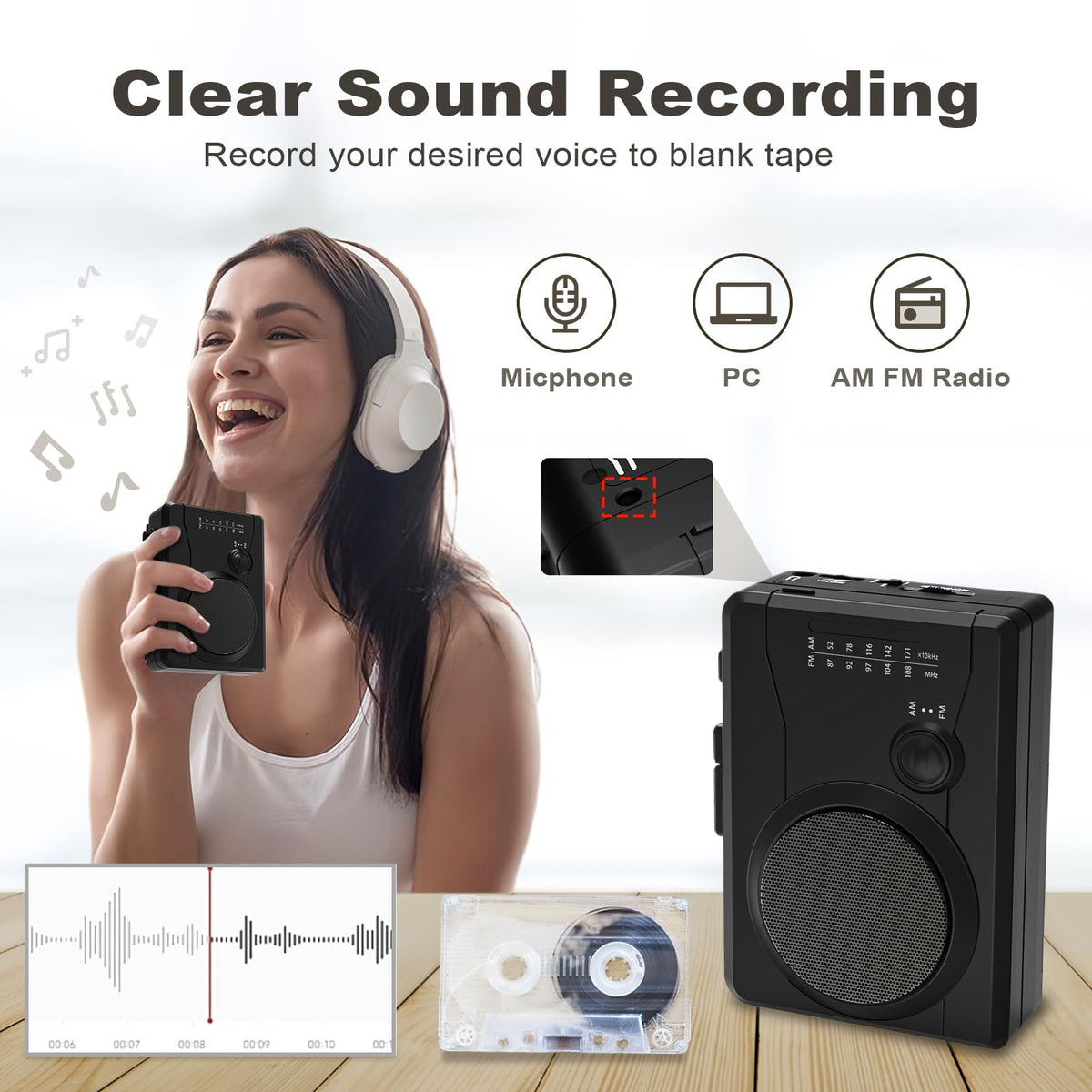 Mersoco AM/FM radio with extended antenna for strong reception