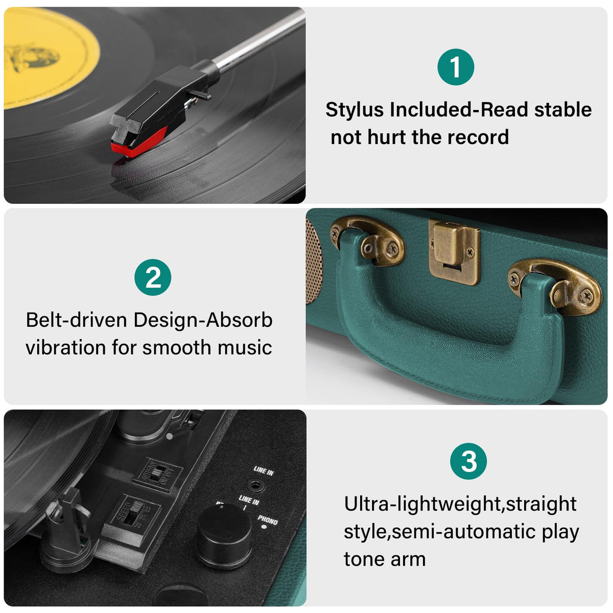 Mersoco rear panel with RCA and AUX ports enabling external speaker connections