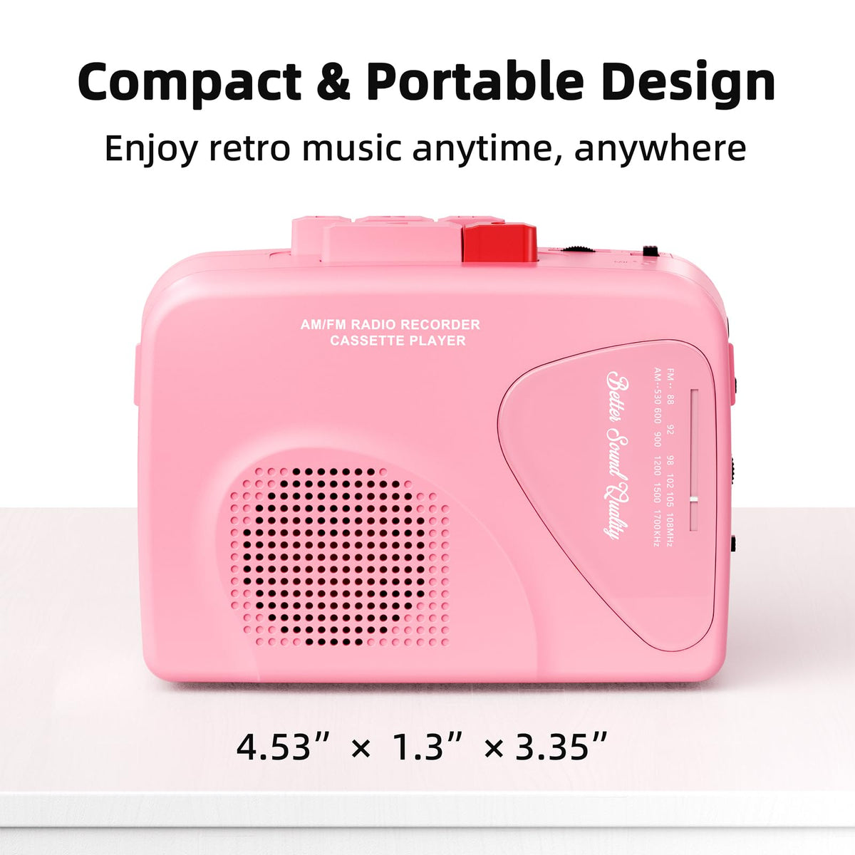Mersoco cassette player compact portable pink finish adds retro style and visibility.