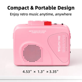 Mersoco cassette player compact portable pink finish adds retro style and visibility.