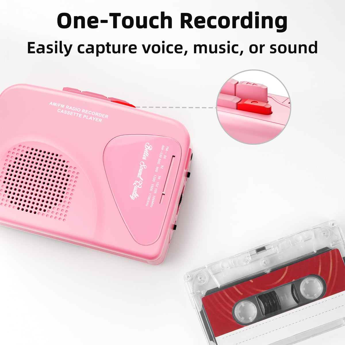 Mersoco cassette player controls show intuitive buttons for quick play and record.