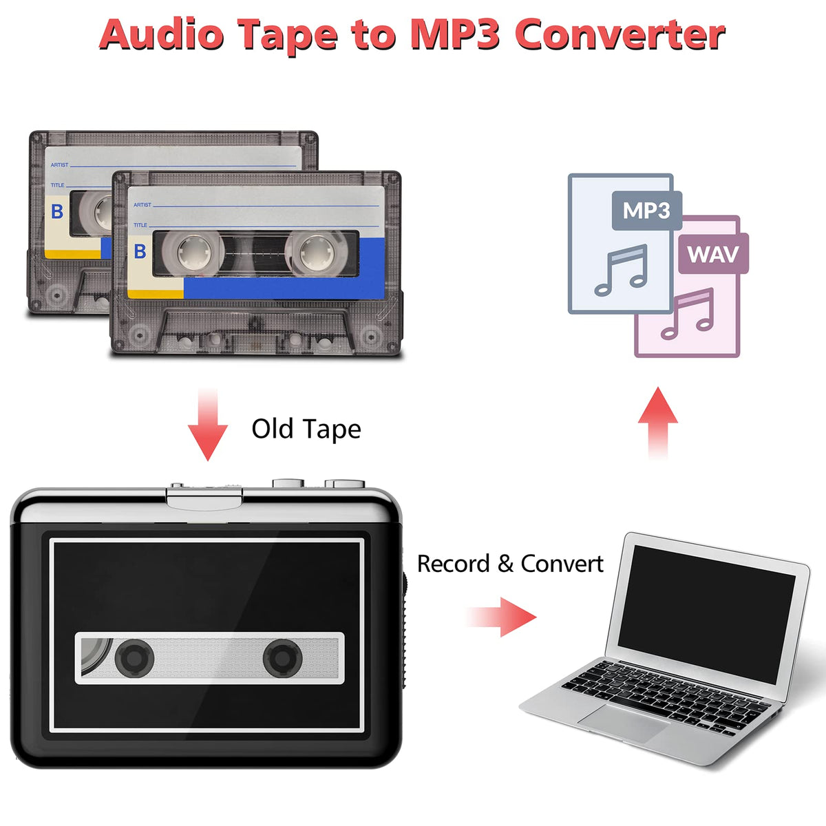 Mersoco cassette player side view highlighting compact travel-friendly design.