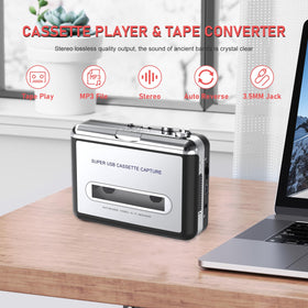 Mersoco Cassette Player with earphones ready for private listening.