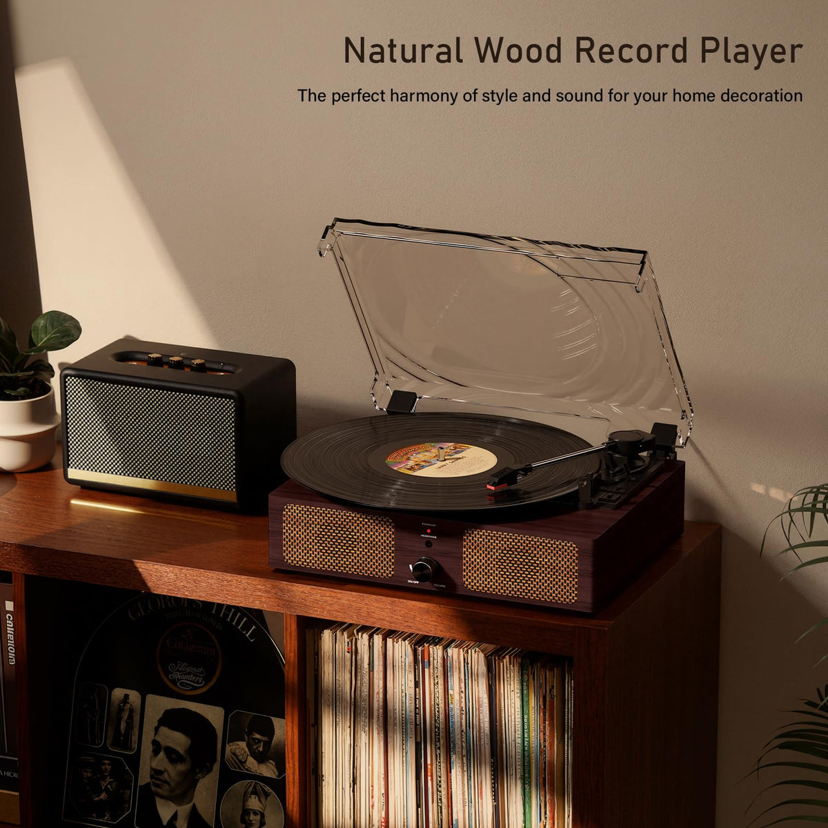 Mersoco with closed dust cover protecting turntable, keeps records clean