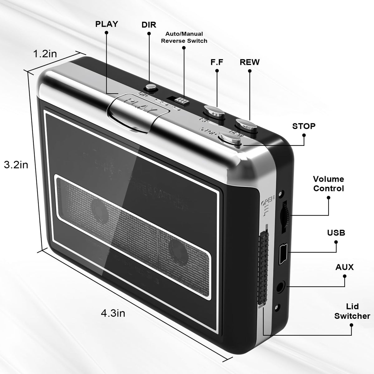 Mersoco hi-fi lossless sound delivers clear playback from vintage tapes.