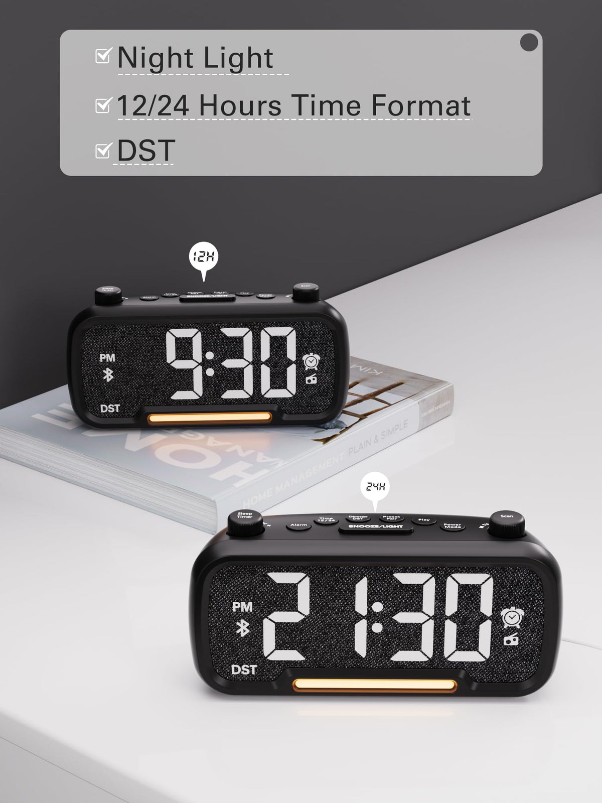 Mesqool 12/24-hour display with DST adjustment for precise timekeeping