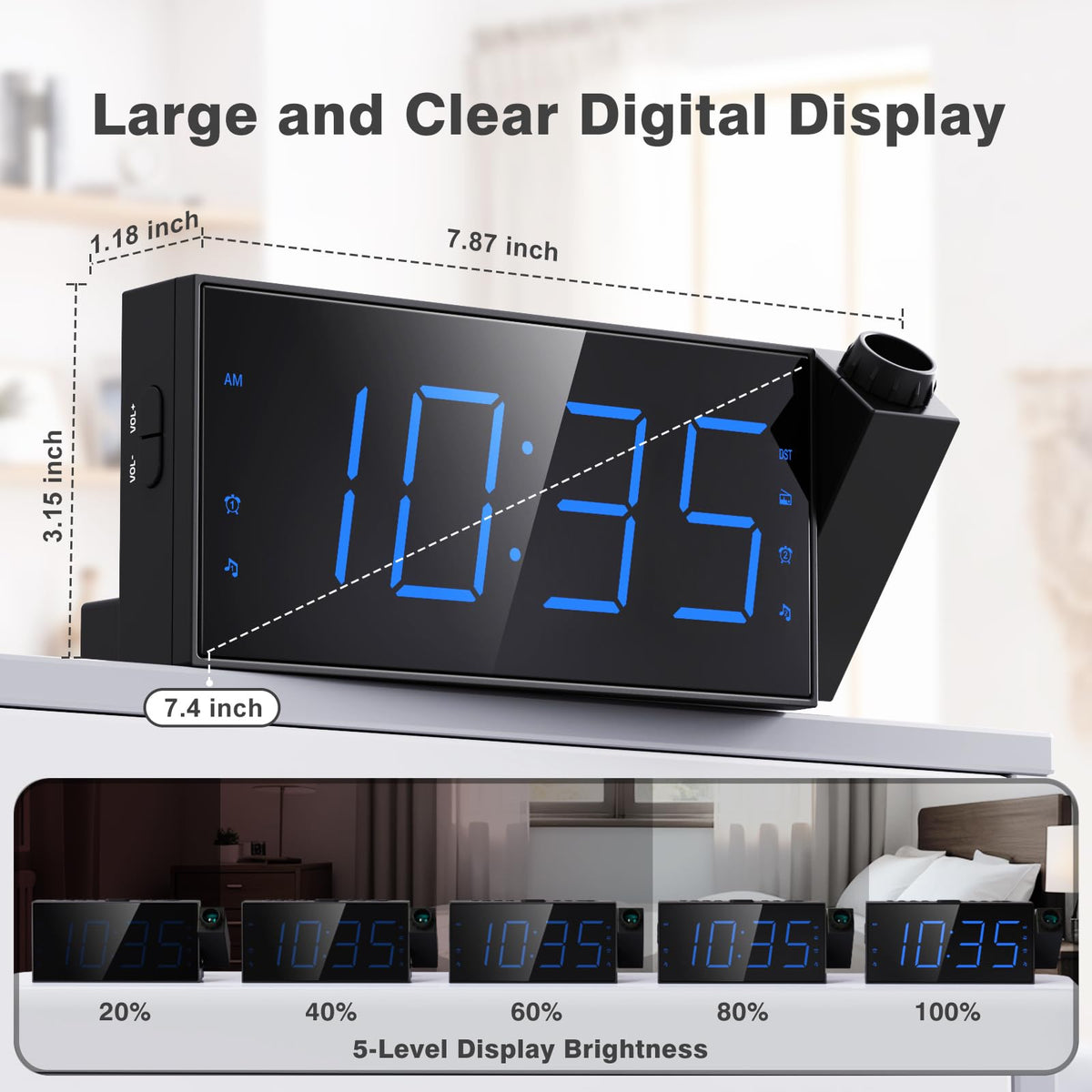 Mesqool 180 degree projector with focus control for sharp visibility