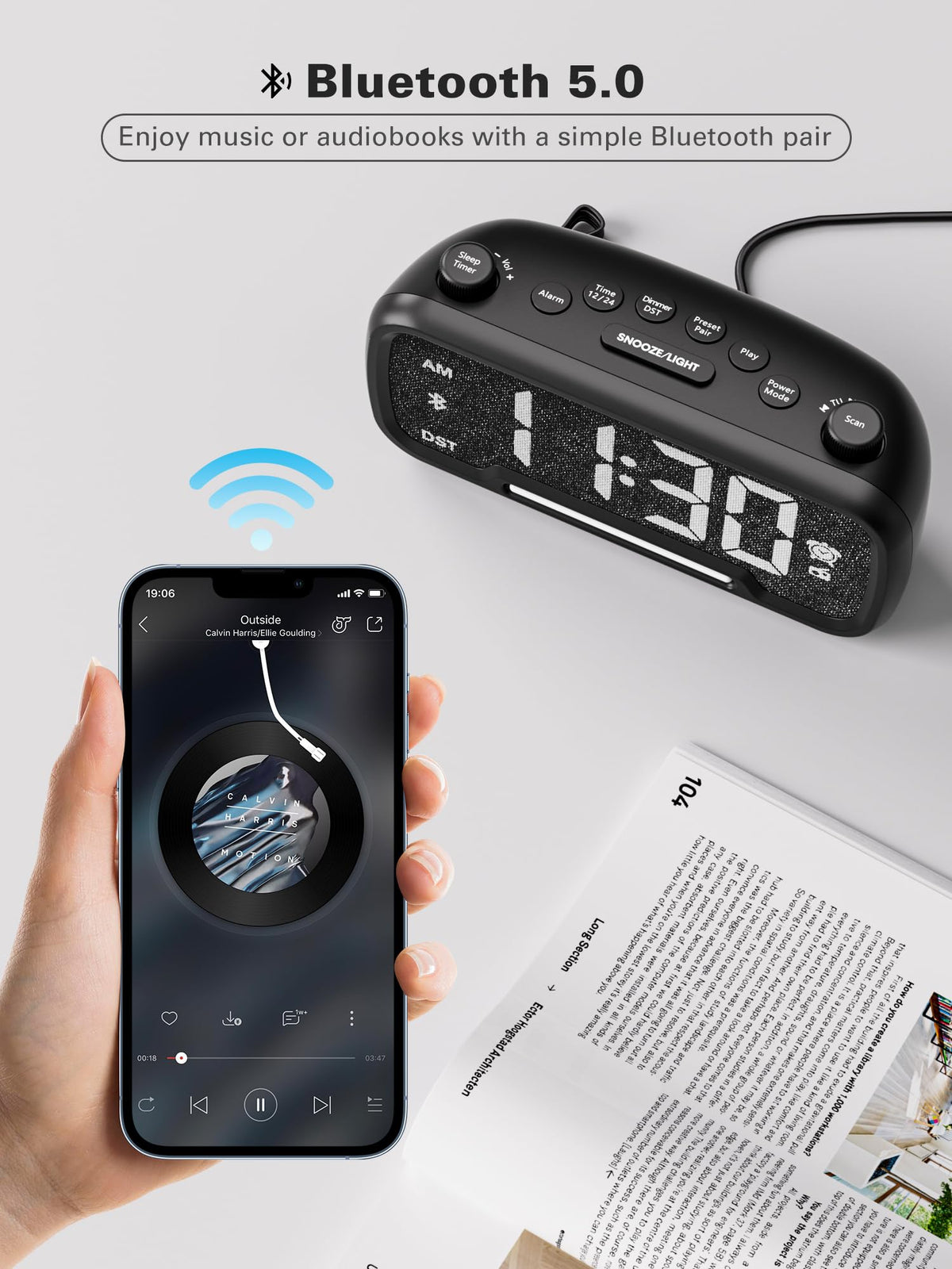 Mesqool compact bedside clock fits small bedrooms, dorms, and desks
