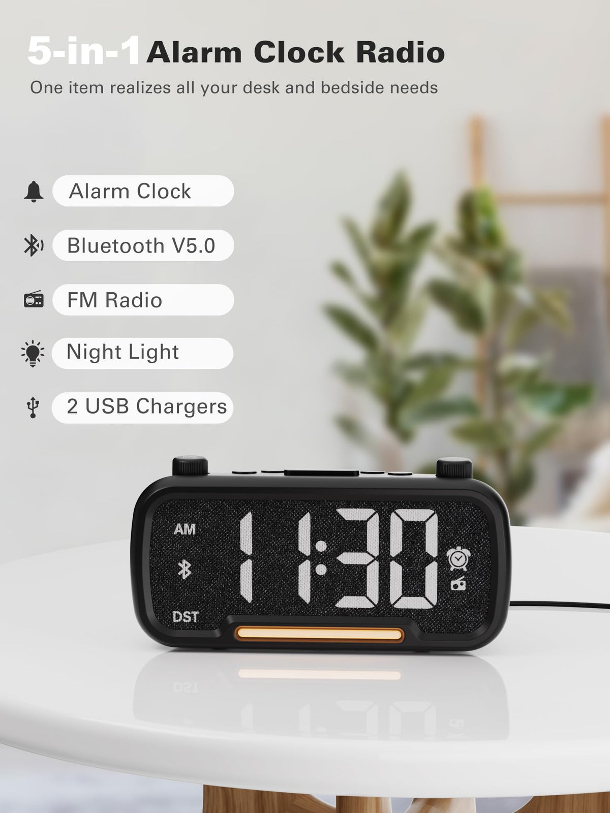Mesqool digital alarm clock radio offers crystal FM reception for morning news and weather