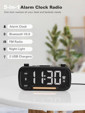 Mesqool digital alarm clock radio offers crystal FM reception for morning news and weather