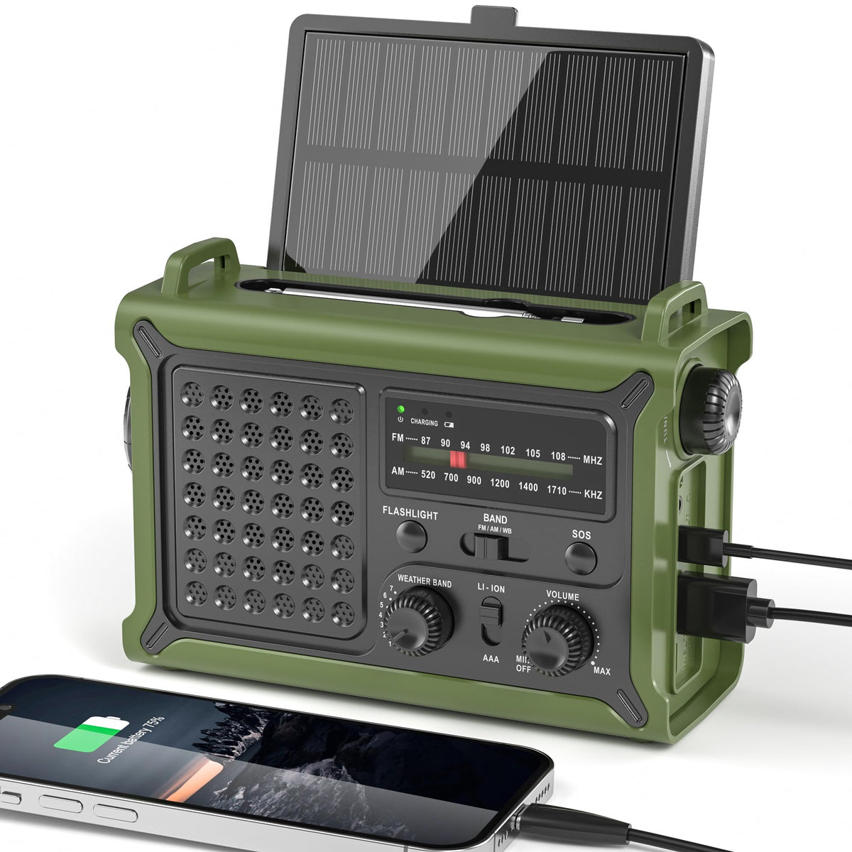 Mesqool front panel showing radio display and speaker for clear alerts