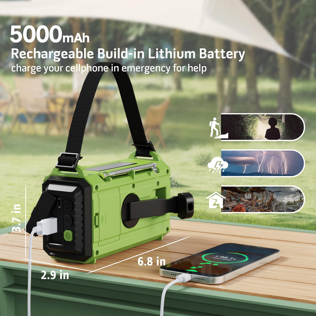 Mesqool hand crank and side controls for manual emergency power