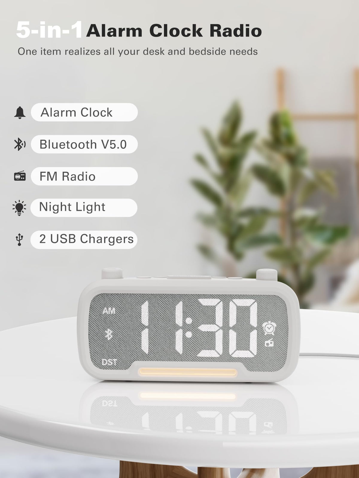 Mesqool knitted LED display provides clear time at a glance.