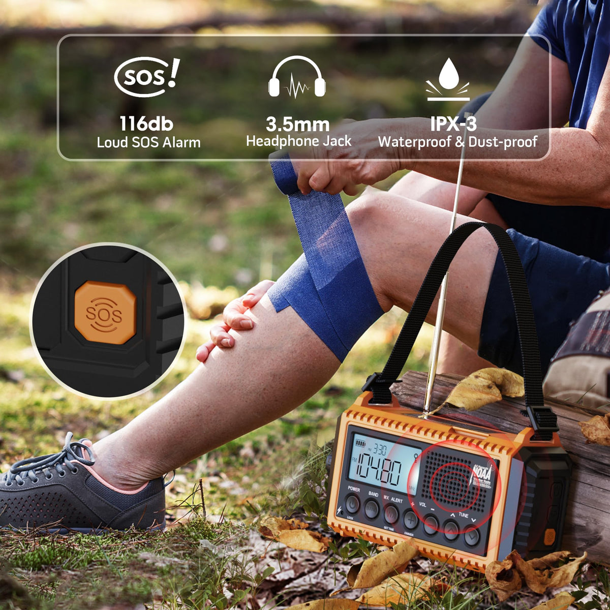 Mesqool LCD display showing frequency and battery level, brand gives clear status